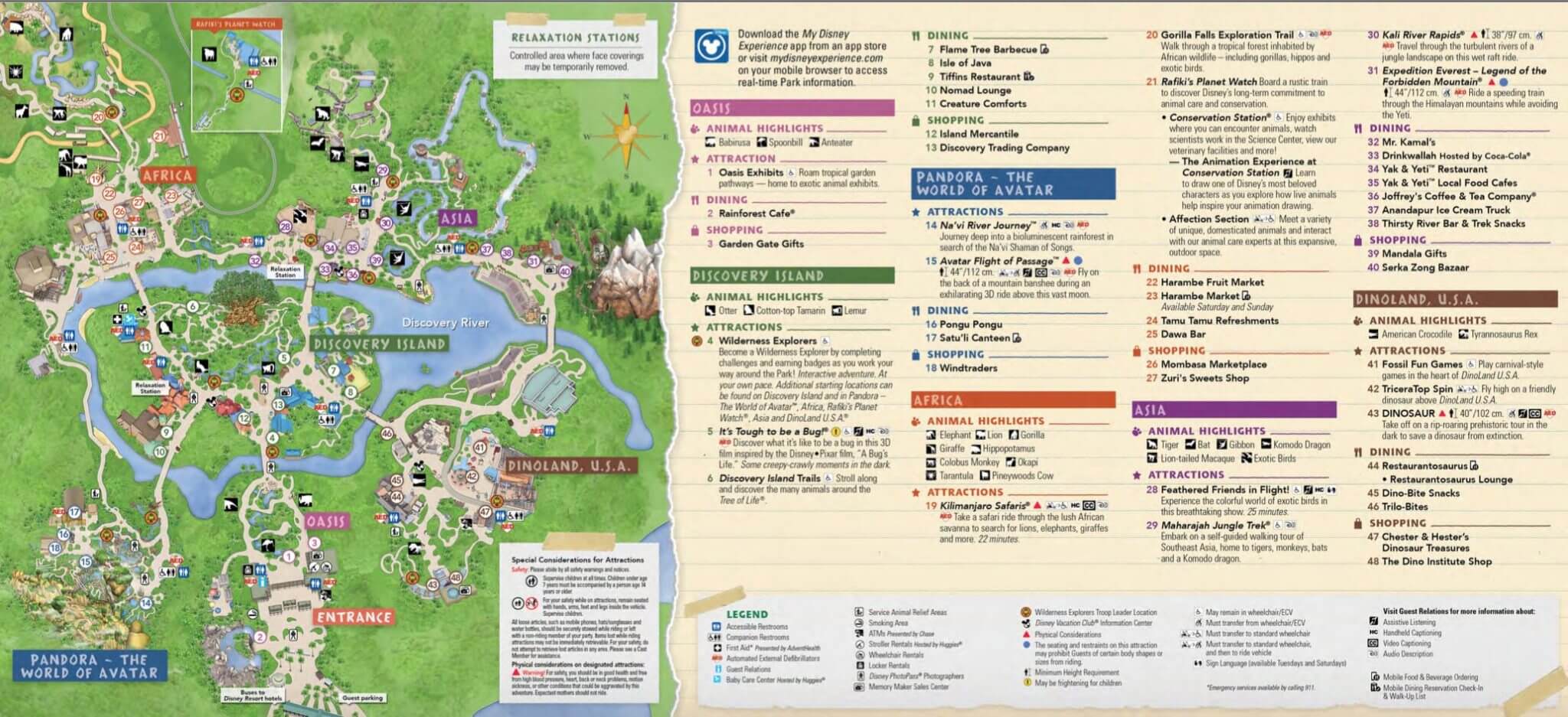Disney Parks Animal Kingdom 20th Anniversary Park Guide Map Brochure 
